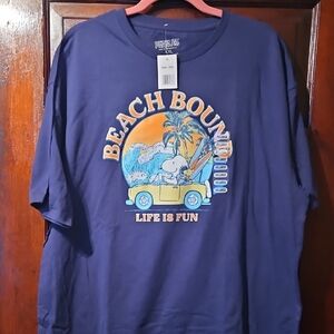 Peanuts Blue Beach Bound Short Sleeve Tee
